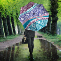 Hawaiian Quilt Pattern Umbrella Purple Blue Color Mixed - Polynesian Pride