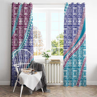 Hawaiian Quilt Pattern Window Curtain Purple Blue Color Mixed - Polynesian Pride