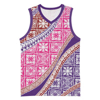 Hawaiian Quilt Pattern Basketball Jersey Sweet Color Mixed - Polynesian Pride