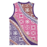 Hawaiian Quilt Pattern Basketball Jersey Sweet Color Mixed - Polynesian Pride