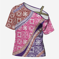 Hawaiian Quilt Pattern Cross Shoulder Shirt Sweet Color Mixed - Polynesian Pride
