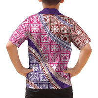 Hawaiian Quilt Pattern Family Matching Long Sleeve Bodycon Dress and Hawaiian Shirt Sweet Color Mixed - Polynesian Pride