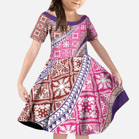 Hawaiian Quilt Pattern Family Matching Long Sleeve Bodycon Dress and Hawaiian Shirt Sweet Color Mixed - Polynesian Pride