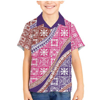 Hawaiian Quilt Pattern Family Matching Mermaid Dress and Hawaiian Shirt Sweet Color Mixed - Polynesian Pride