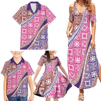 Hawaiian Quilt Pattern Family Matching Summer Maxi Dress and Hawaiian Shirt Sweet Color Mixed - Polynesian Pride