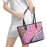 Hawaiian Quilt Pattern Leather Tote Bag Sweet Color Mixed LT01 - Polynesian Pride