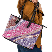 Hawaiian Quilt Pattern Leather Tote Bag Sweet Color Mixed LT01 - Polynesian Pride