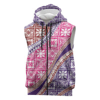 Hawaiian Quilt Pattern Sleeveless Zip Hoodie Sweet Color Mixed LT01 Pink - Polynesian Pride