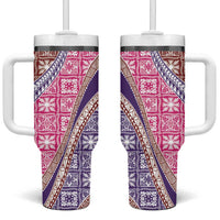 Hawaiian Quilt Pattern Tumbler With Handle Sweet Color Mixed - Polynesian Pride