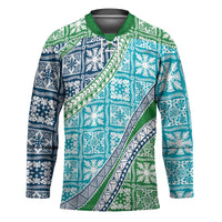 Hawaiian Quilt Pattern Hockey Jersey Fresh Color Mixed LT01 Unisex Green - Polynesian Pride