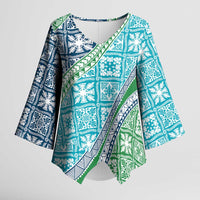 Hawaiian Quilt Pattern Kimono Sleeve Blouse Fresh Color Mixed - Polynesian Pride