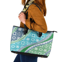 Hawaiian Quilt Pattern Leather Tote Bag Fresh Color Mixed LT01 Green - Polynesian Pride