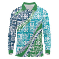 Hawaiian Quilt Pattern Long Sleeve Polo Shirt Fresh Color Mixed - Polynesian Pride