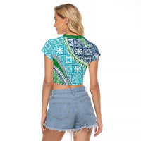 Hawaiian Quilt Pattern Raglan Cropped T Shirt Fresh Color Mixed - Polynesian Pride