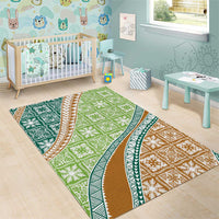 Hawaiian Quilt Pattern Area Rug Green Chestnut Color Mixed - Polynesian Pride