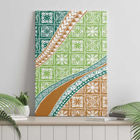 Hawaiian Quilt Pattern Canvas Wall Art Green Chestnut Color Mixed LT01 - Polynesian Pride