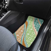 Hawaiian Quilt Pattern Car Mats Green Chestnut Color Mixed - Polynesian Pride