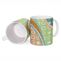 Hawaiian Quilt Pattern Ceramic Mug Green Chestnut Color Mixed LT01 - Polynesian Pride