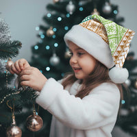 Hawaiian Quilt Pattern Christmas Santa Hat Green Chestnut Color Mixed - Polynesian Pride