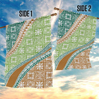 Hawaiian Quilt Pattern Garden Flag Green Chestnut Color Mixed - Polynesian Pride