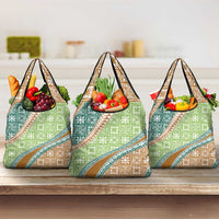 Hawaiian Quilt Pattern Grocery Bag Green Chestnut Color Mixed LT01 3-pack One Size Green - Polynesian Pride