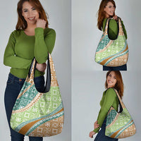 Hawaiian Quilt Pattern Grocery Bag Green Chestnut Color Mixed LT01 - Polynesian Pride