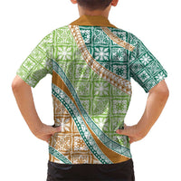 Hawaiian Quilt Pattern Hawaiian Shirt Green Chestnut Color Mixed - Polynesian Pride