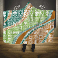 Hawaiian Quilt Pattern Hooded Blanket Green Chestnut Color Mixed LT01 - Polynesian Pride