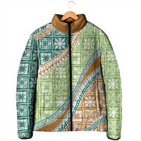 Hawaiian Quilt Pattern Padded Jacket Green Chestnut Color Mixed LT01 - Polynesian Pride