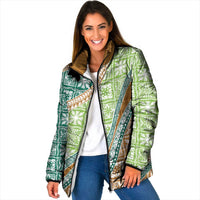 Hawaiian Quilt Pattern Padded Jacket Green Chestnut Color Mixed LT01 Women Green - Polynesian Pride