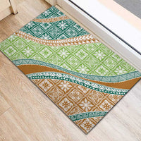 Hawaiian Quilt Pattern Rubber Doormat Green Chestnut Color Mixed LT01 - Polynesian Pride