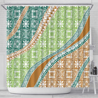 Hawaiian Quilt Pattern Shower Curtain Green Chestnut Color Mixed LT01 - Polynesian Pride