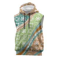 Hawaiian Quilt Pattern Sleeveless Hoodie Green Chestnut Color Mixed LT01 Green - Polynesian Pride