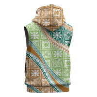 Hawaiian Quilt Pattern Sleeveless Hoodie Green Chestnut Color Mixed LT01 - Polynesian Pride