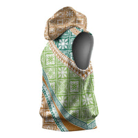 Hawaiian Quilt Pattern Sleeveless Hoodie Green Chestnut Color Mixed LT01 - Polynesian Pride