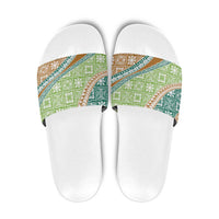 Hawaiian Quilt Pattern Slide Sandals Green Chestnut Color Mixed LT01 Green - Polynesian Pride