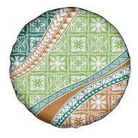 Hawaiian Quilt Pattern Spare Tire Cover Green Chestnut Color Mixed - Polynesian Pride
