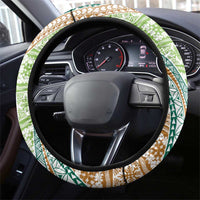 Hawaiian Quilt Pattern Steering Wheel Cover Green Chestnut Color Mixed - Polynesian Pride