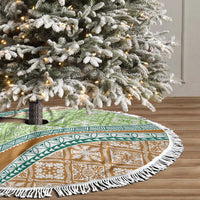 Hawaiian Quilt Pattern Tree Skirt Green Chestnut Color Mixed - Polynesian Pride