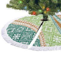 Hawaiian Quilt Pattern Tree Skirt Green Chestnut Color Mixed - Polynesian Pride