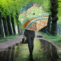 Hawaiian Quilt Pattern Umbrella Green Chestnut Color Mixed - Polynesian Pride