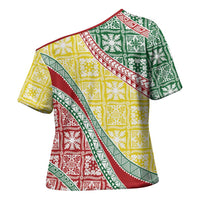 Hawaiian Quilt Pattern Cross Shoulder Shirt Special Color Mixed - Polynesian Pride