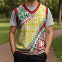 Hawaiian Quilt Pattern Christmas Knitted V-Neck Vest Special Color Mixed LT01 - Polynesian Pride