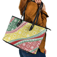 Hawaiian Quilt Pattern Leather Tote Bag Special Color Mixed LT01 - Polynesian Pride