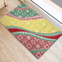 Hawaiian Quilt Pattern Rubber Doormat Special Color Mixed - Polynesian Pride