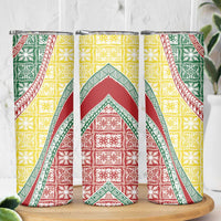 Hawaiian Quilt Pattern Skinny Tumbler Special Color Mixed - Polynesian Pride