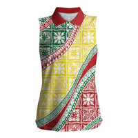 Hawaiian Quilt Pattern Women Sleeveless Polo Shirt Special Color Mixed - Polynesian Pride