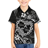 Polynesian Turtle Valentine Family Matching Tank Maxi Dress and Hawaiian Shirt You And Me Hibiscus Heart LT01 Son's Shirt Black - Polynesian Pride