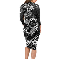 Polynesian Turtle Valentine Long Sleeve Bodycon Dress You And Me Hibiscus Heart LT01 - Polynesian Pride