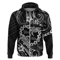 Polynesian Turtle Valentine Zip Hoodie You And Me Hibiscus Heart LT01 Zip Hoodie Black - Polynesian Pride